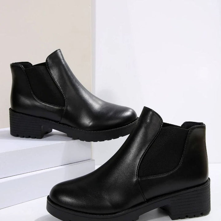 Women's Round Toe Block Heel Slip-On Chelsea Ankle Boots