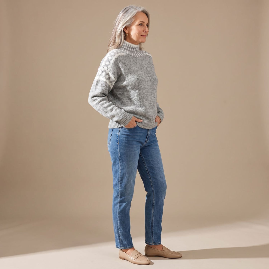 Women's Scandinavian Turtleneck Knit Livia Sweater - Gray
