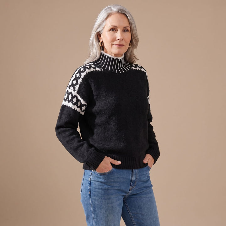 Women's Scandinavian Turtleneck Knit Livia Sweater - Black