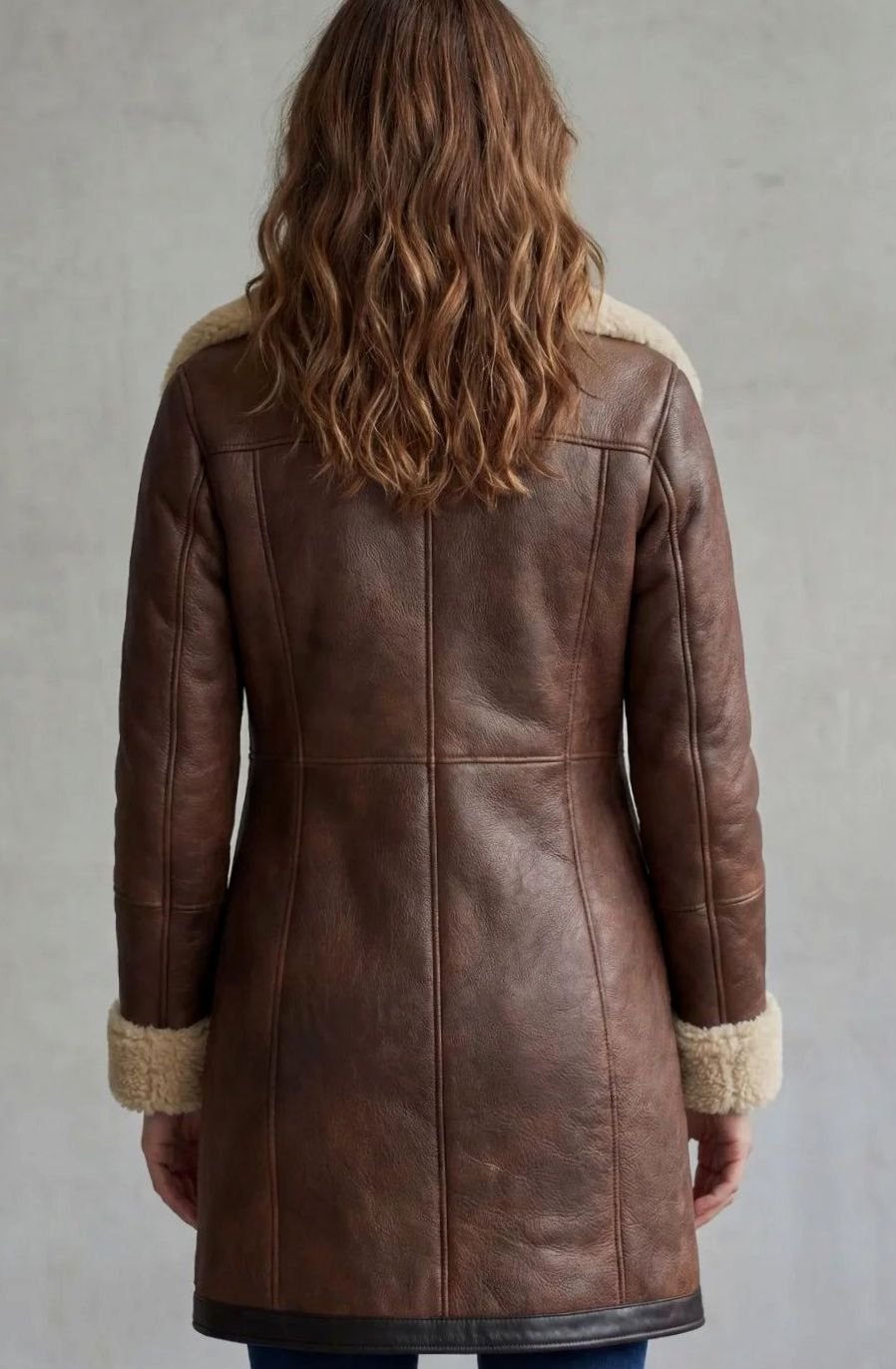 Women's Shearling-Lined Zip-Front Faux Suede Long Coat