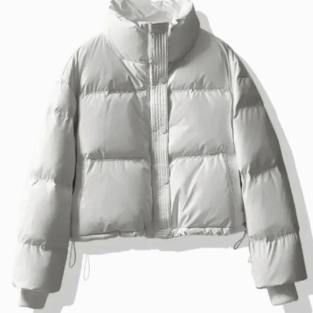 Women's Short Quilted Jacket PU Puffer Winter Coat