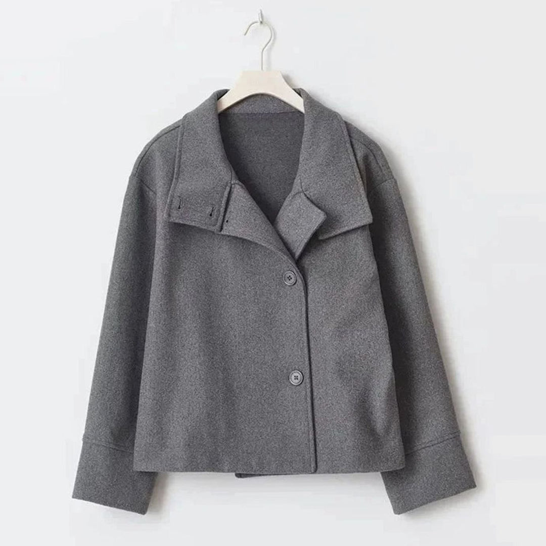 Women's Short Winter Coat High-Collar Button-Front Jacket