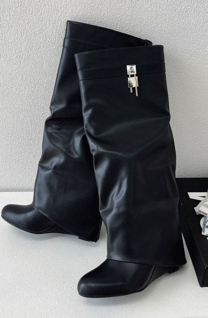 Women's Sleek Faux Leather Knee High Boots