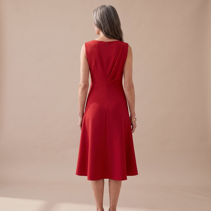 Women's Sleeveless Asymmetric Draped Flared Midi Dress Juliette