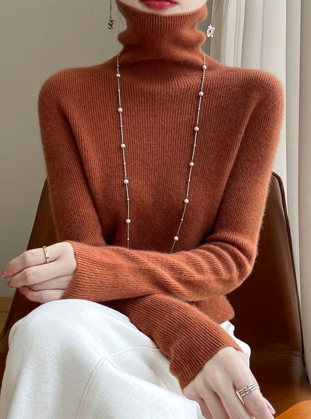 Women's Slim-Fit Ribbed Turtleneck Sweater