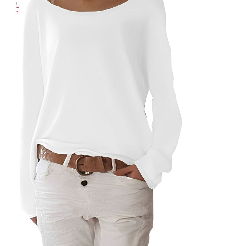 Women's Slouchy Off-the-Shoulder Long Sleeve Sweater - White