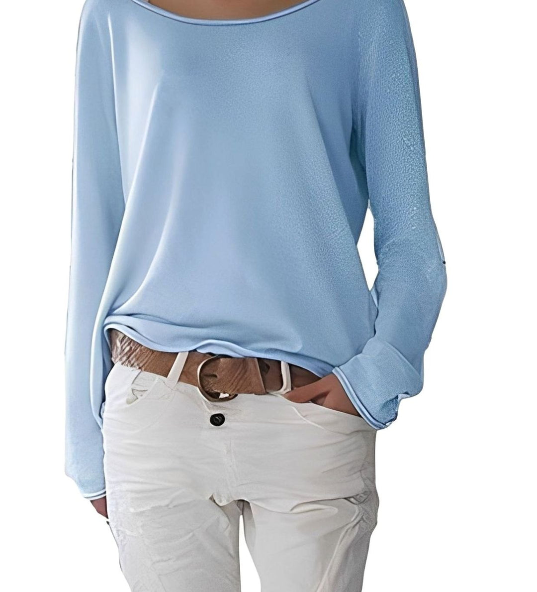 Women's Slouchy Off-the-Shoulder Long Sleeve Sweater - Blue