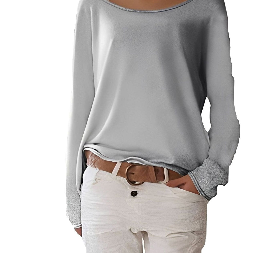 Women's Slouchy Off-the-Shoulder Long Sleeve Sweater - Gray