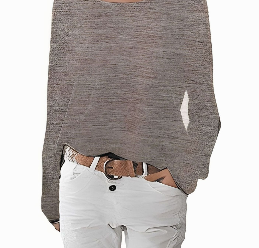 Women's Slouchy Off-the-Shoulder Long Sleeve Sweater - Beige