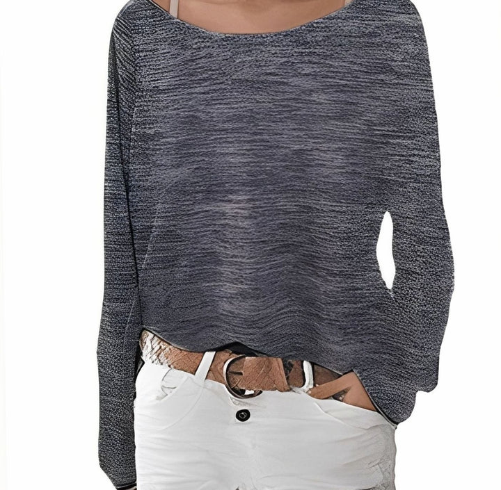 Women's Slouchy Off-the-Shoulder Long Sleeve Sweater - Dark Gray