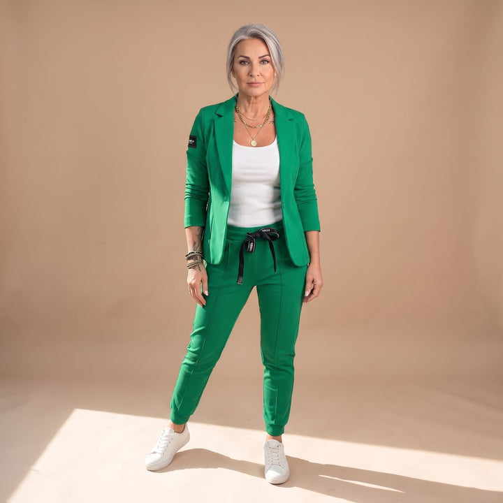 Women's Solid Color Two Piece Set Blazer Jogger Pants Suit