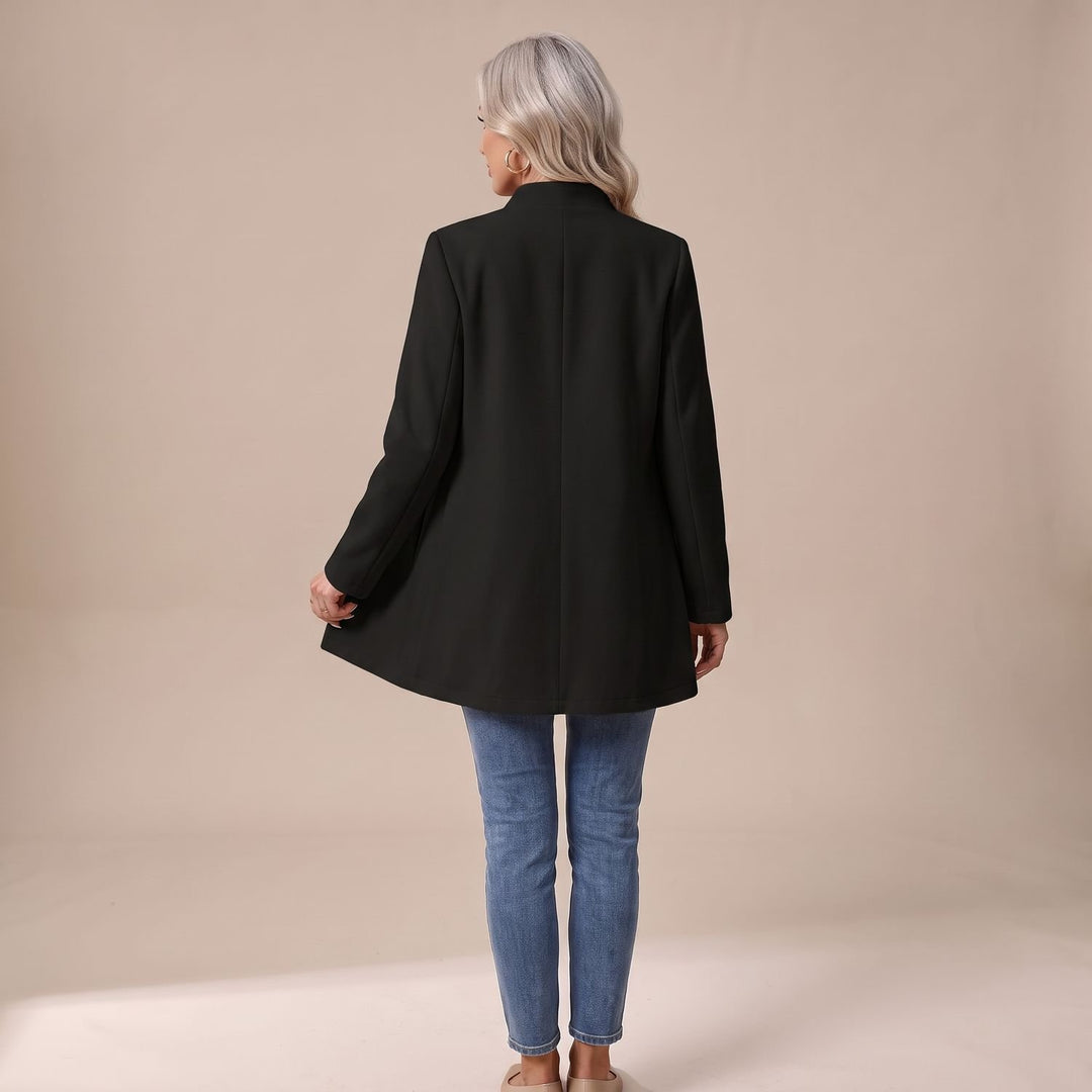 Women's Stand-Collar Button-Front Longline Blazer Jacket