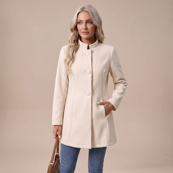 Women's Stand-Collar Button-Front Longline Blazer Jacket