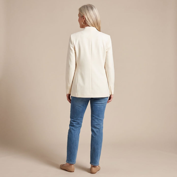 Women's Stand-Collar Button-Front Longline Blazer Jacket