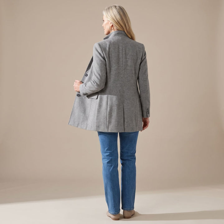 Women's Stand-Collar Button-Front Longline Blazer Jacket