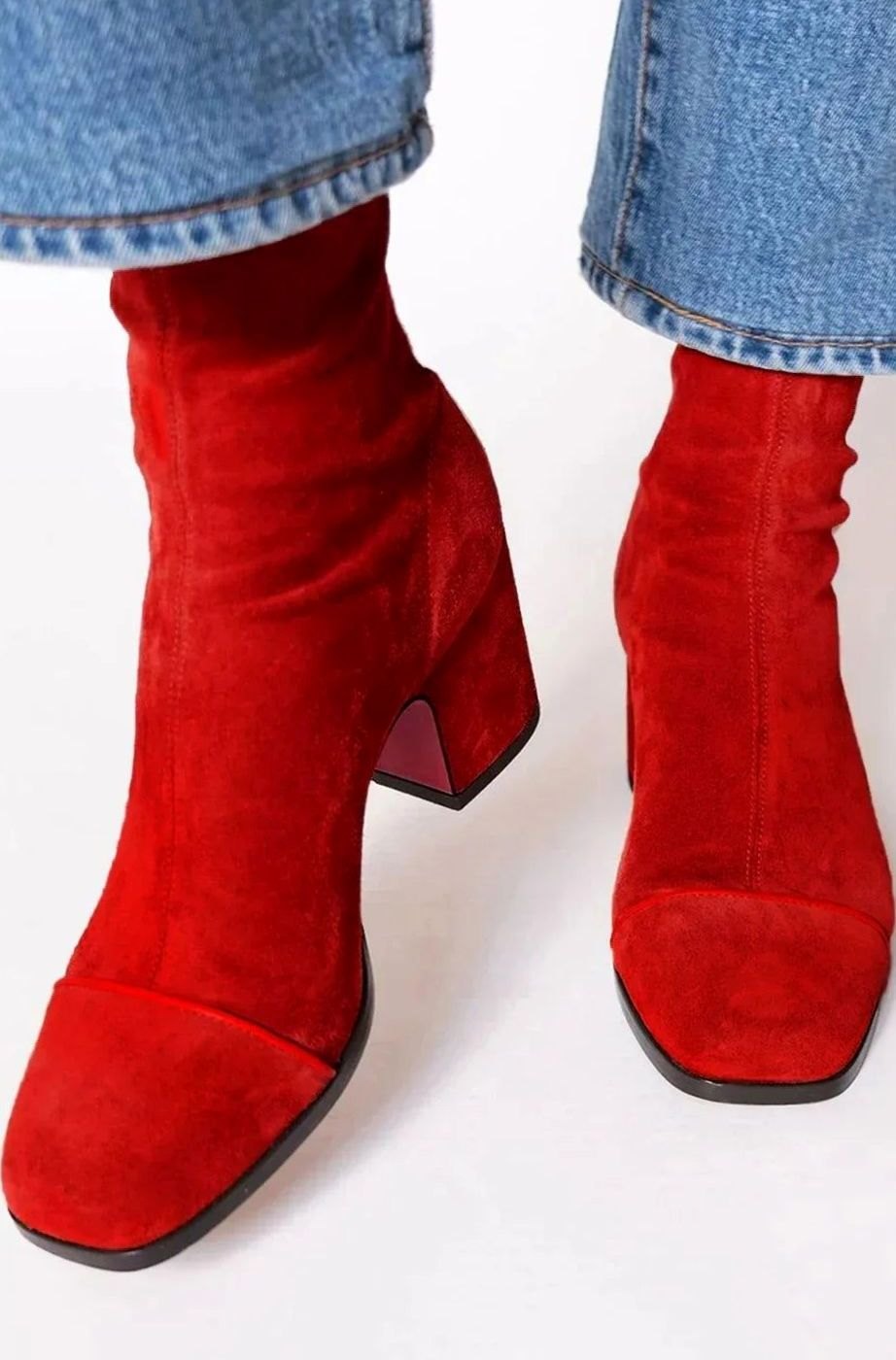 Women's Suede Block-Heel Leopard-Toe Zip Ankle Boots