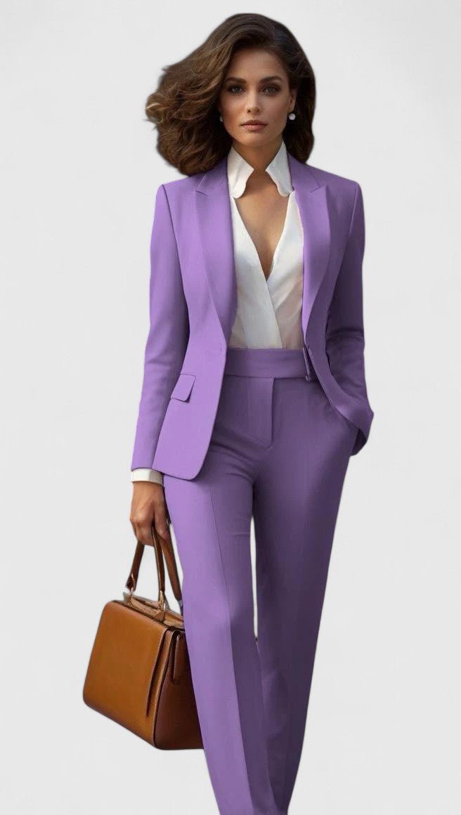 Women's Tailored Business Suit Set Professional Blazer Trousers - Lilac