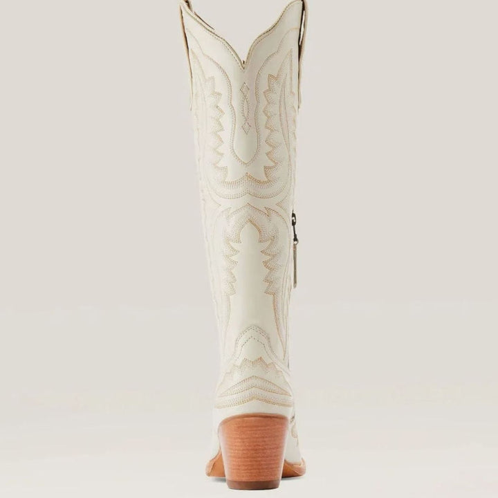 Women's Tall Embroidered Pointed-Toe Cuban Heel Cowboy Boots - Off-White