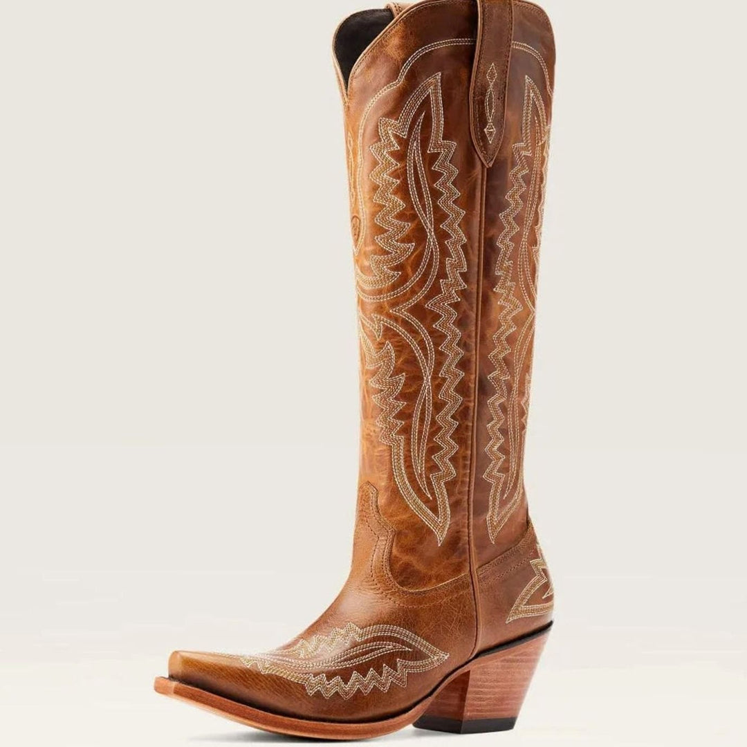 Women's Tall Embroidered Pointed-Toe Cuban Heel Cowboy Boots
