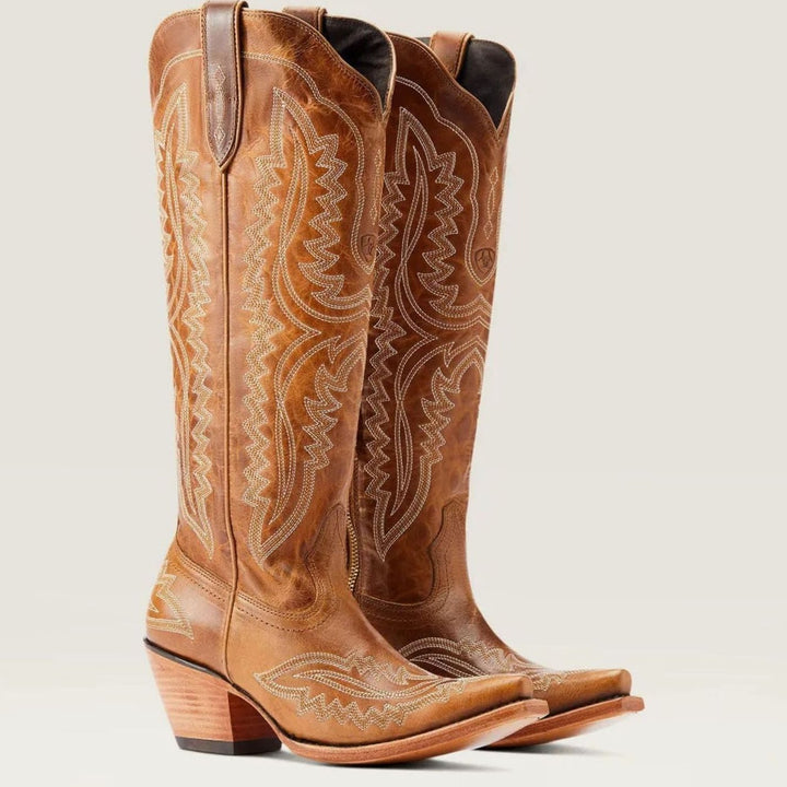 Women's Tall Embroidered Pointed-Toe Cuban Heel Cowboy Boots