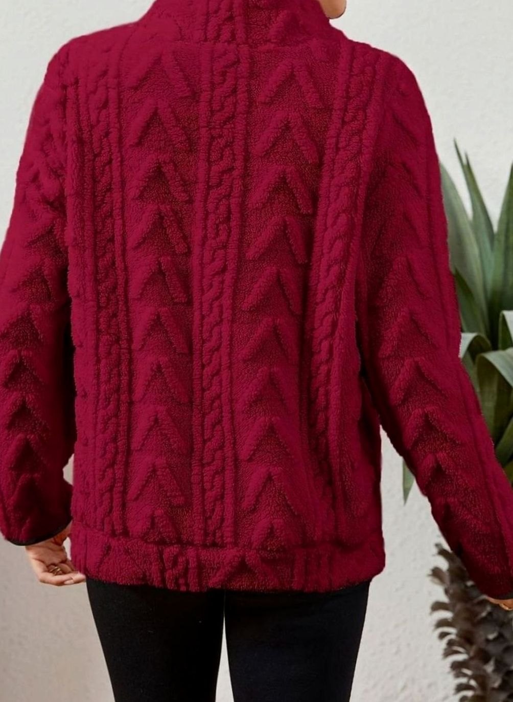 Women's Textured Fleece Half-Zip Kangaroo Pocket Pullover Sweater