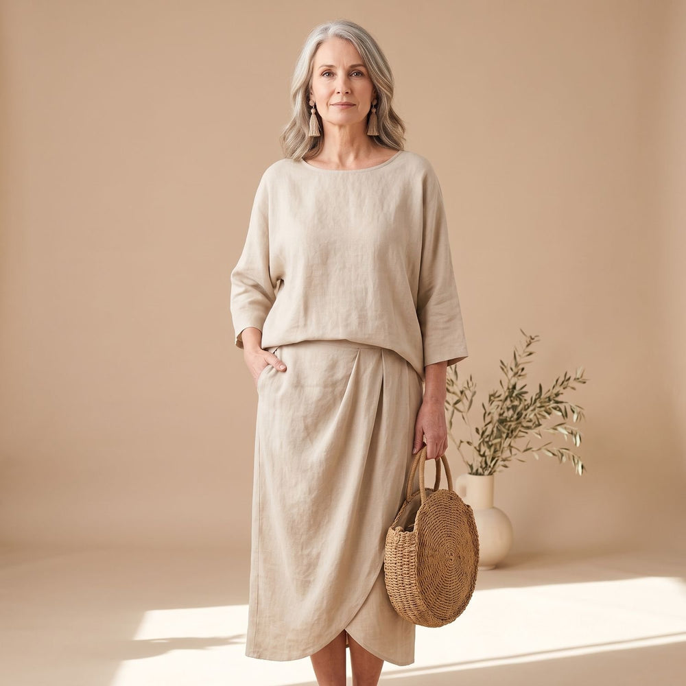 Women's Two Piece Set Batwing Top Long Skirt Co-ord