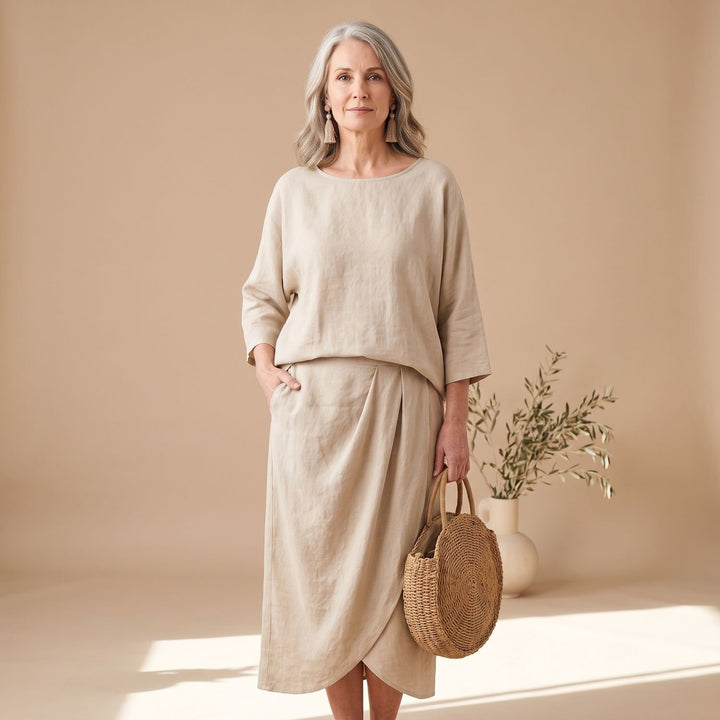 Women's Two Piece Set Batwing Top Long Skirt Co-ord
