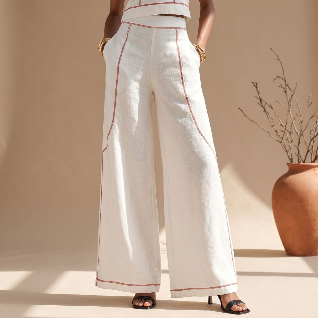 Women's Two Piece Set Sleeveless Crop Top Wide-Leg Palazzo Pants