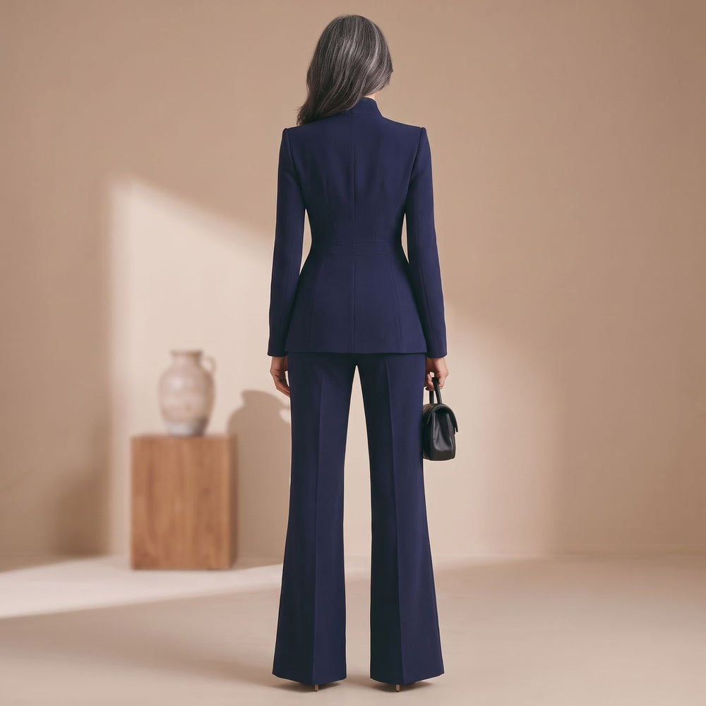 Women's Two Piece Set Tailored Blazer Wide-Leg Pants Suit