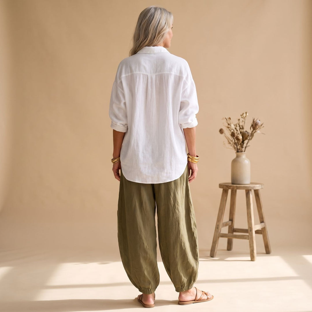 Women's Two Piece Set Wide Leg Pants Button Shirt Relaxed Outfit