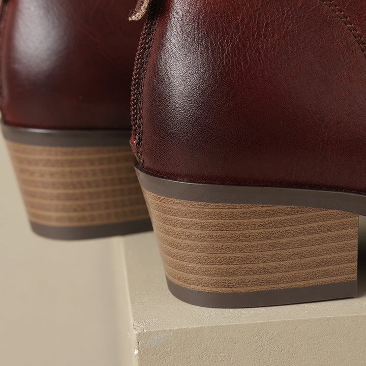 Women's V-Cut Block-Heel Slip-On Ankle Boots