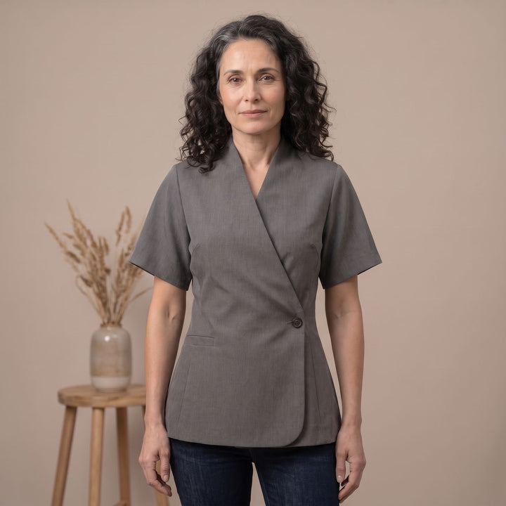 Women's V-Neck Short-Sleeve Single-Button Blazer Coat
