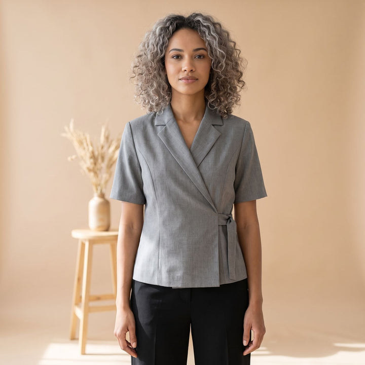 Women's V-Neck Short-Sleeve Single-Button Blazer Coat