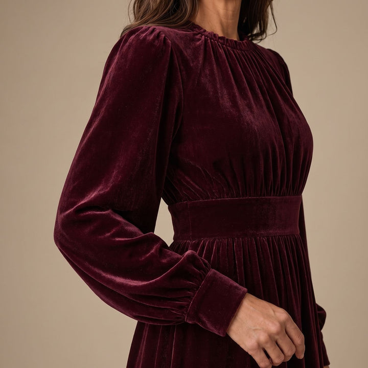 Women's Velvet Long-Sleeve Maxi Christmas Party Dress