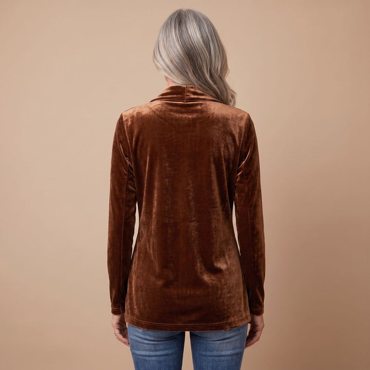 Women's Velvet Open-Front Long Sleeve Button-Tab Blazer Jacket