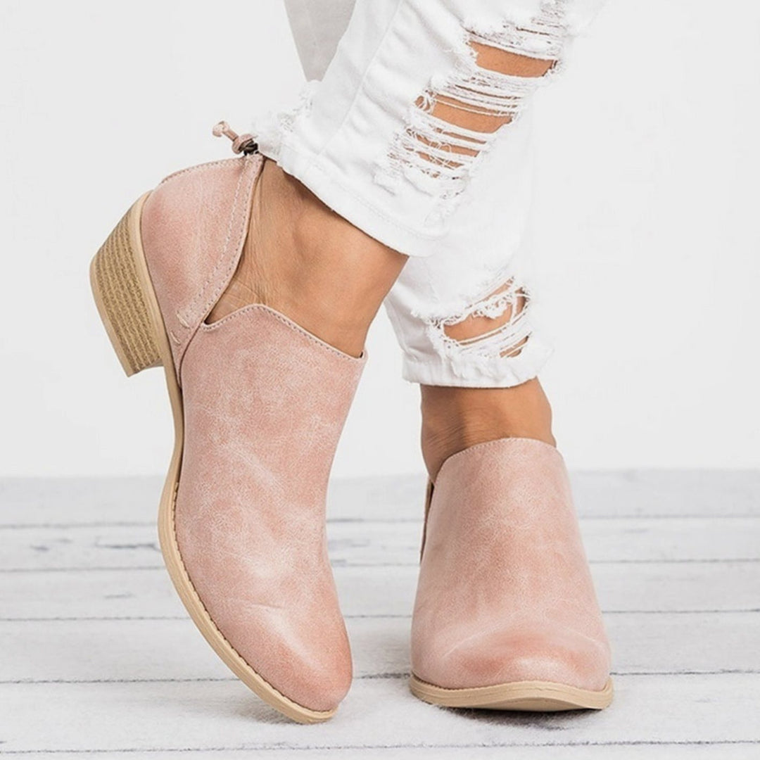 Women's Vintage Slip-On Block Heel Ankle Boots