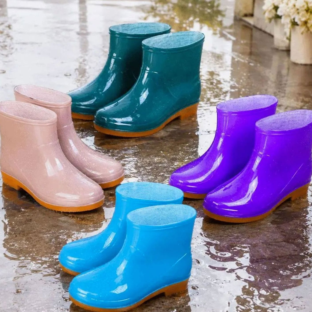 Women's Waterproof Ankle Rain Boots Anti-Slip Rubber Garden Booties