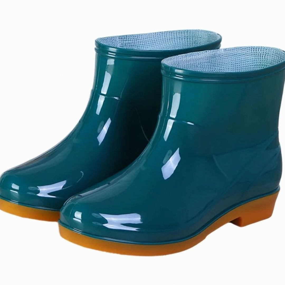 Women's Waterproof Ankle Rain Boots Anti-Slip Rubber Garden Booties - Dark Green