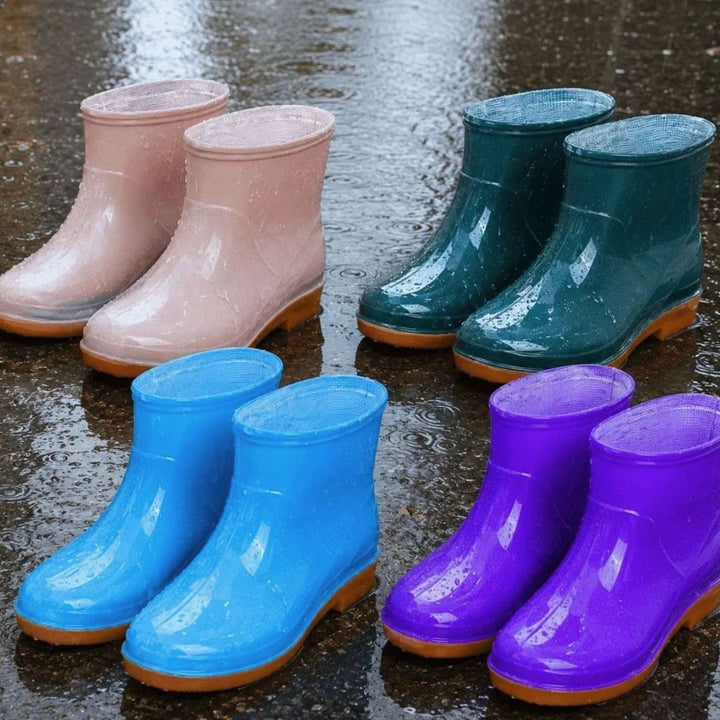 Women's Waterproof Ankle Rain Boots Anti-Slip Rubber Garden Booties