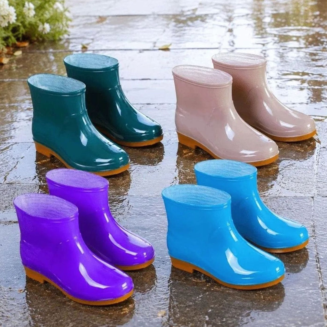 Women's Waterproof Ankle Rain Boots Anti-Slip Rubber Garden Booties