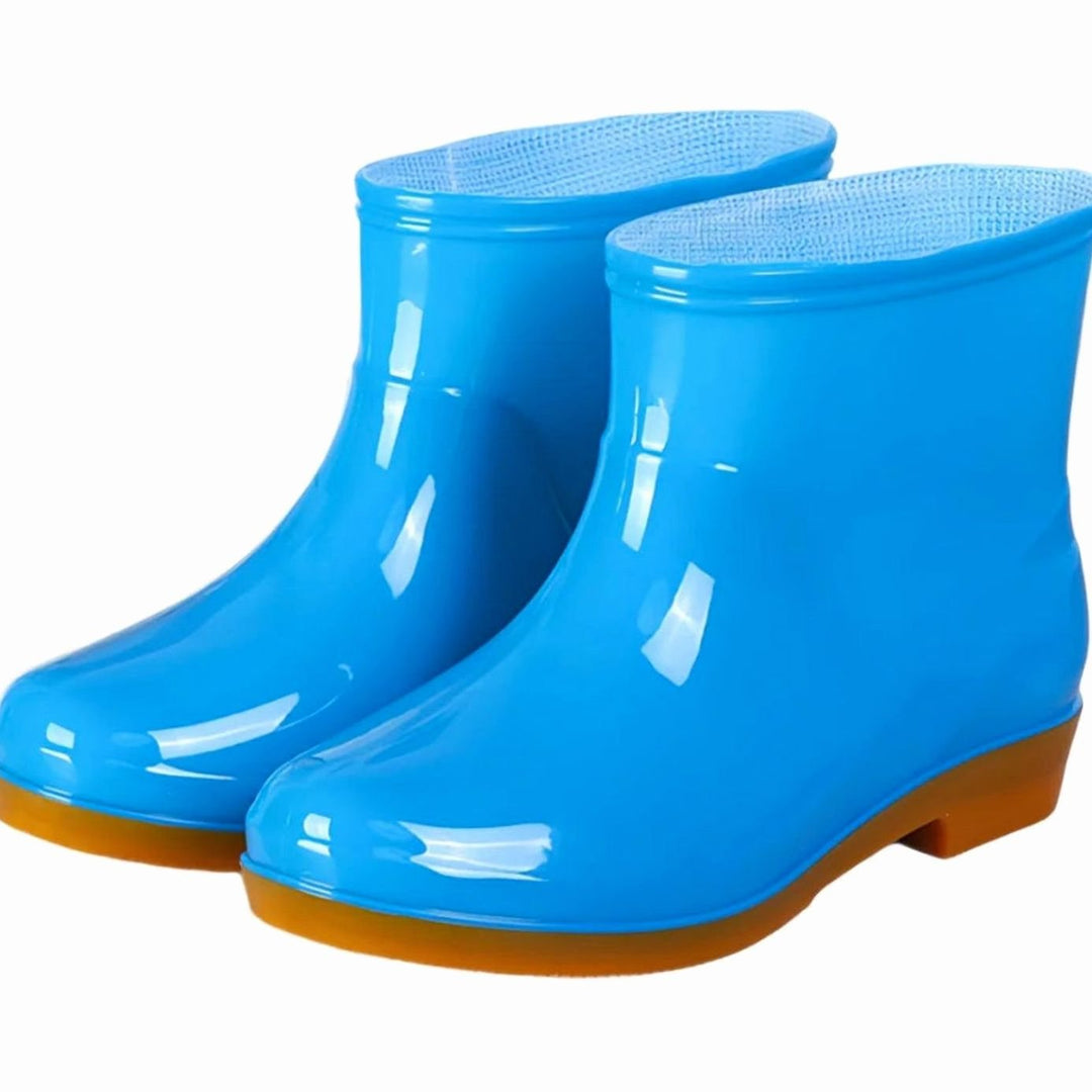 Women's Waterproof Ankle Rain Boots Anti-Slip Rubber Garden Booties - Blue