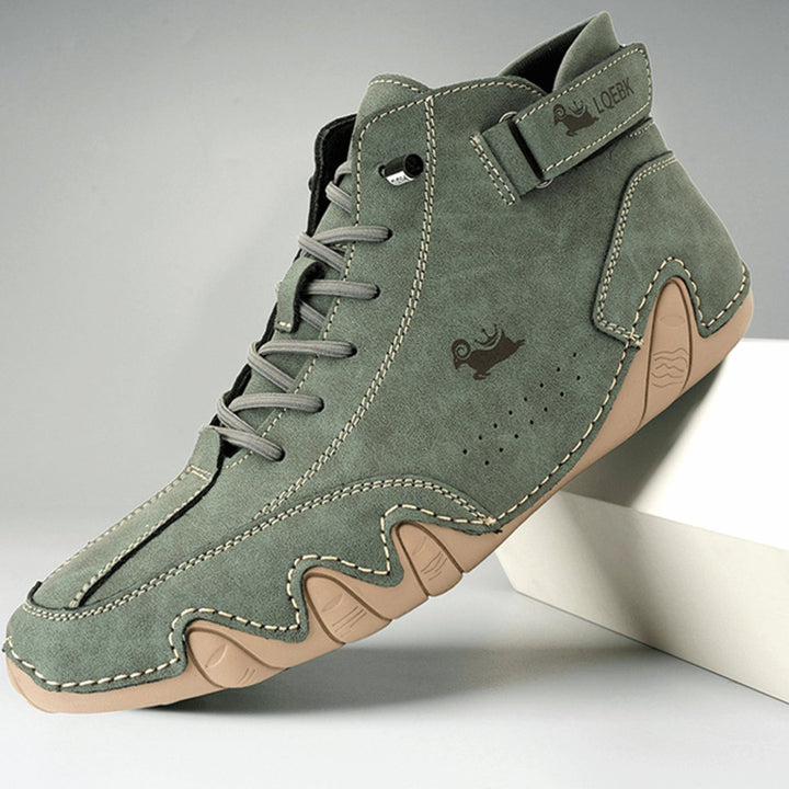 Women's Wide-Toe Barefoot High-Top Lace-Up Sneakers Antislip Sole - Green