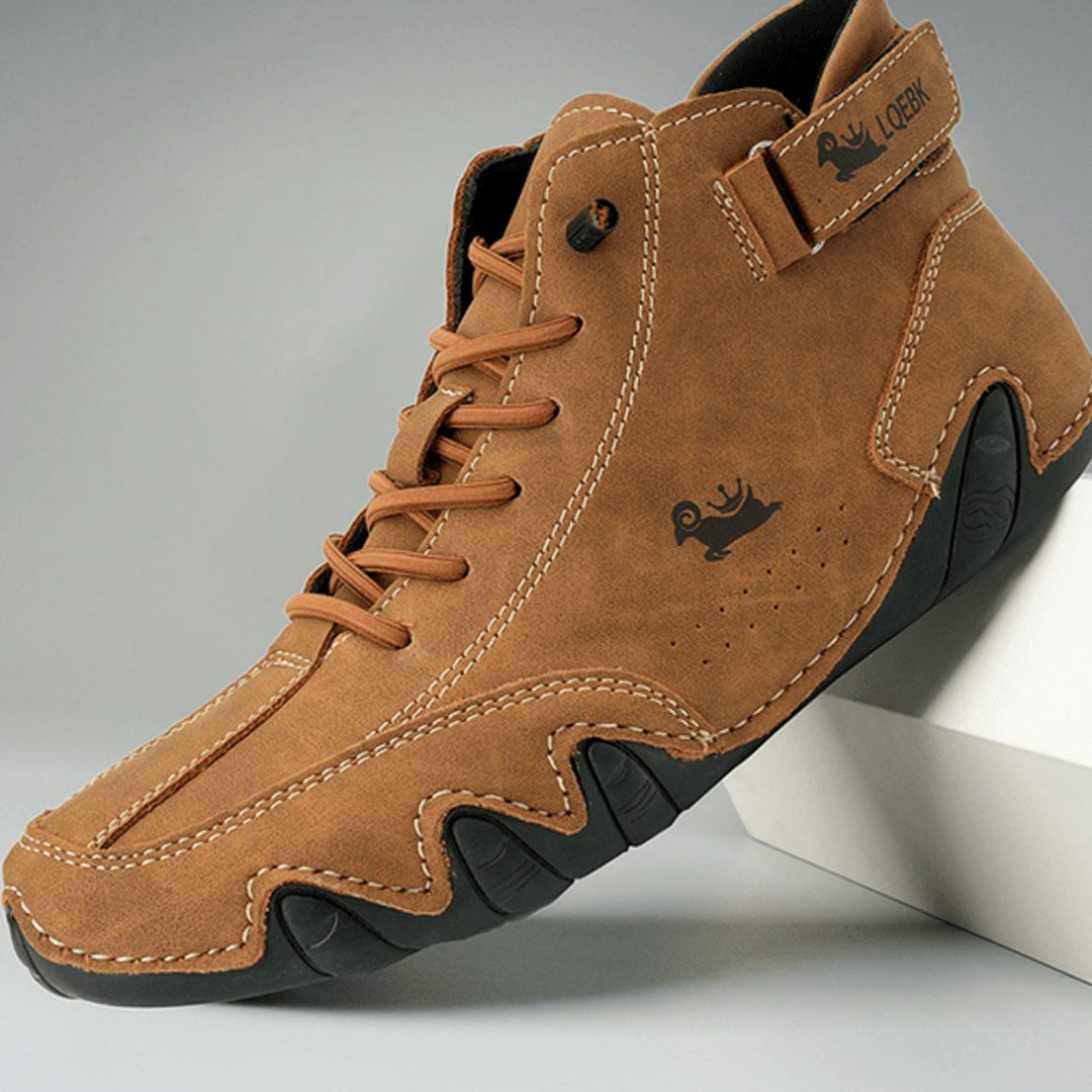 Women's Wide-Toe Barefoot High-Top Lace-Up Sneakers Antislip Sole - Brown