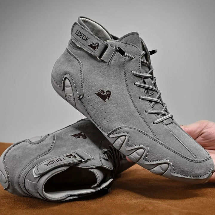 Women's Wide-Toe Barefoot High-Top Lace-Up Sneakers Antislip Sole - Gray