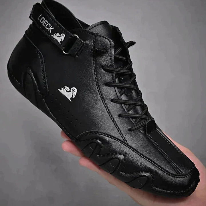 Women's Wide-Toe Barefoot High-Top Lace-Up Sneakers Antislip Sole - Black