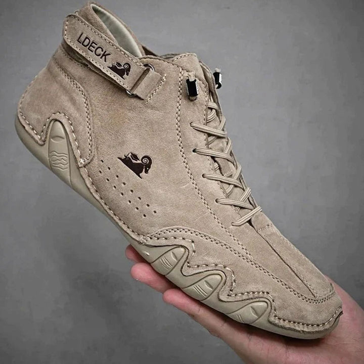 Women's Wide-Toe Barefoot High-Top Lace-Up Sneakers Antislip Sole - Khaki