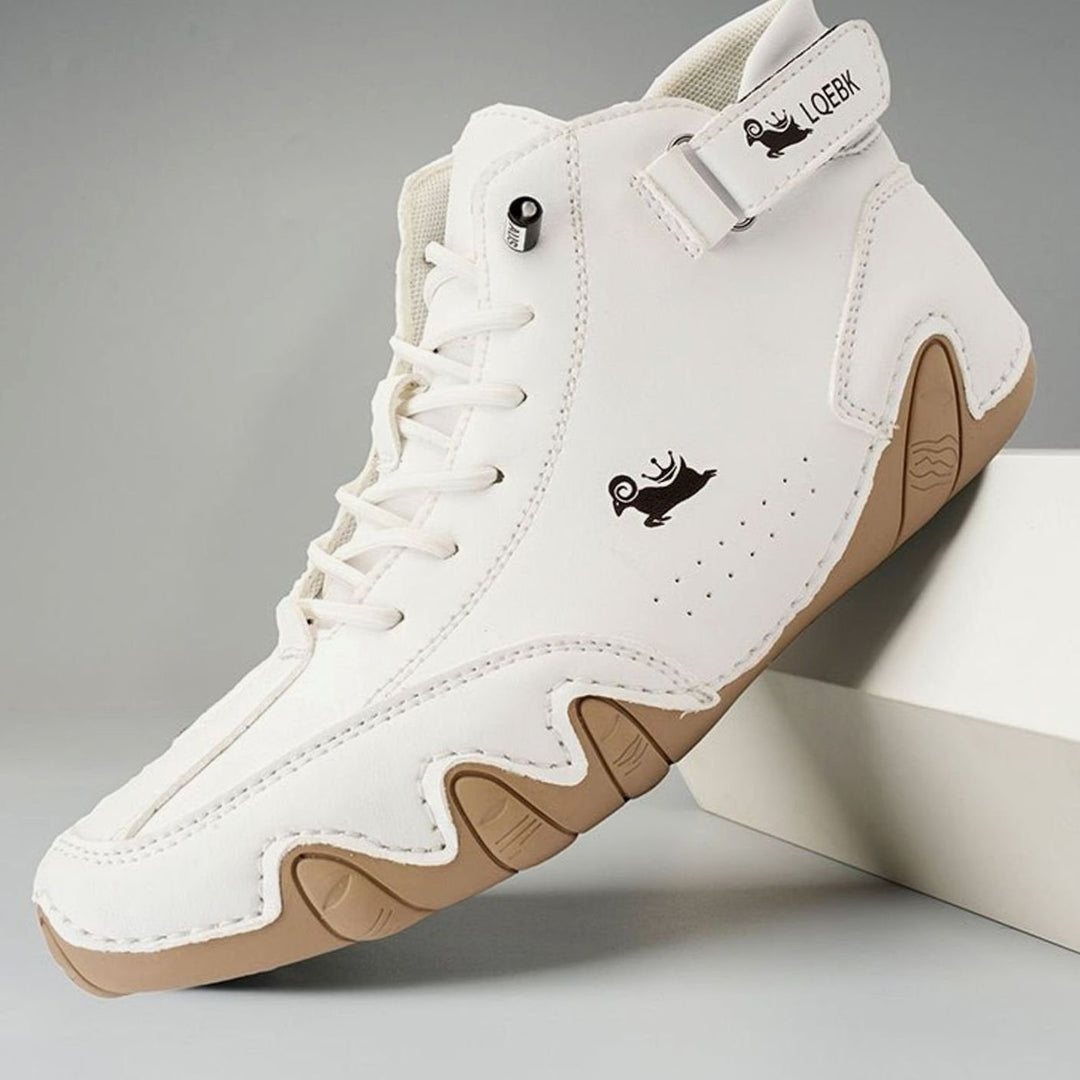 Women's Wide-Toe Barefoot High-Top Lace-Up Sneakers Antislip Sole - White
