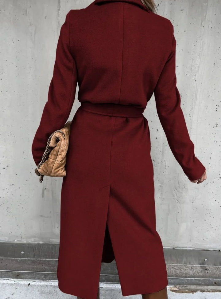 Women's Winter Coat Long Belted Wool Blend Wrap Shawl Collar
