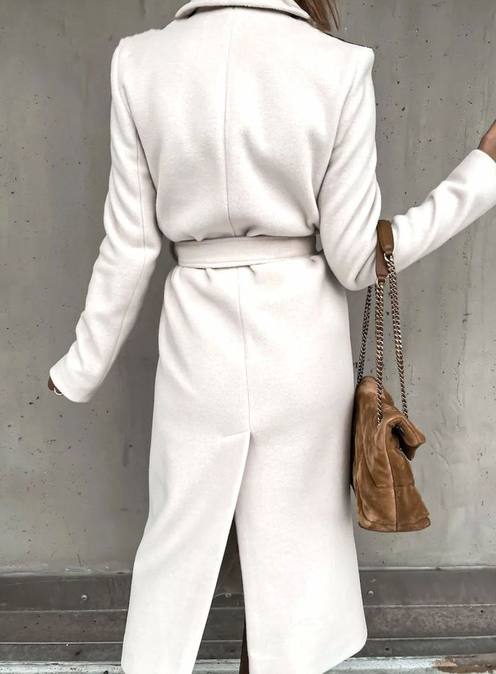 Women's Winter Coat Long Belted Wool Blend Wrap Shawl Collar