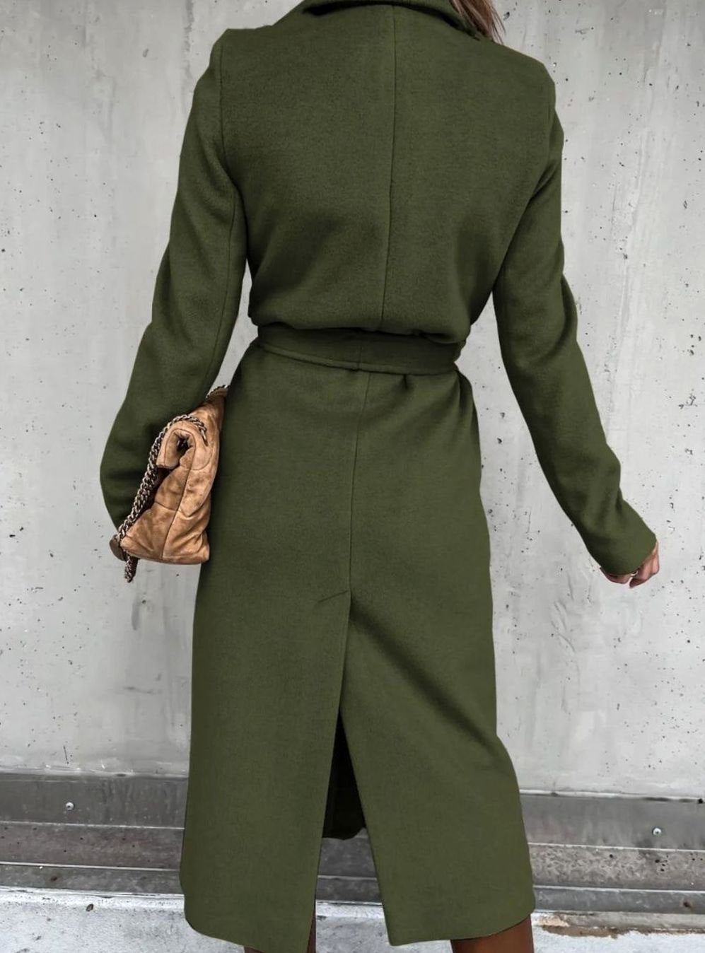 Women's Winter Coat Long Belted Wool Blend Wrap Shawl Collar